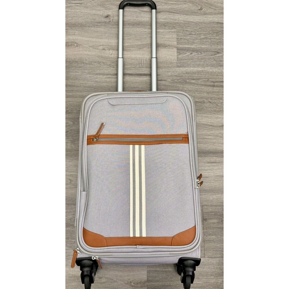 NEW Pottery Barn Baby Classic Mom Luggage Travel Rolling Suitcase Gray & Brown